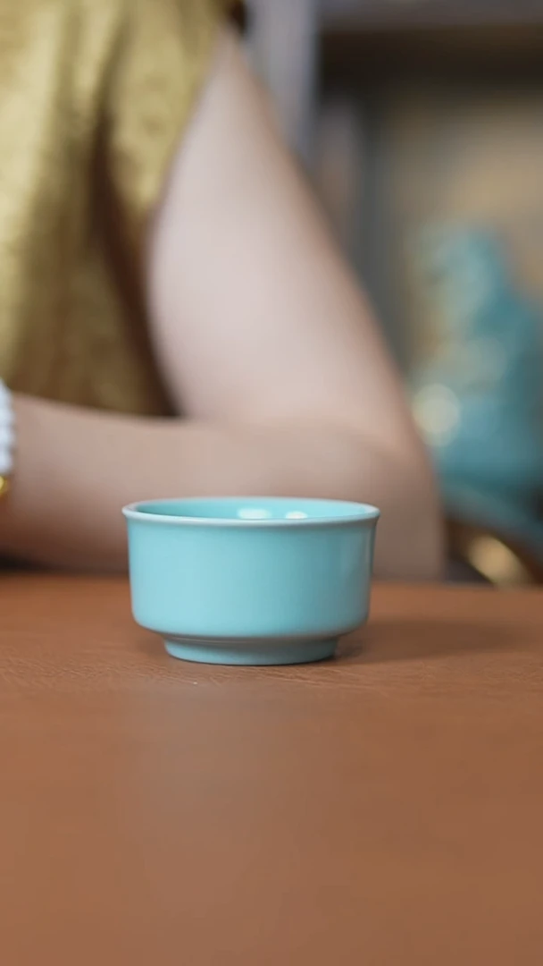 杯仿古天青小唇口杯一级