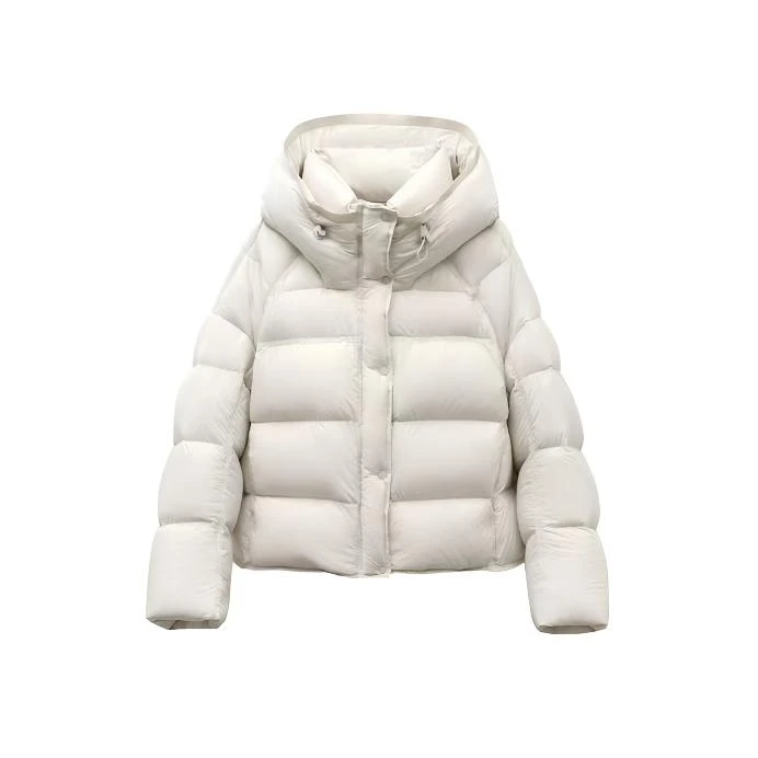 【90白鹅绒】云朵泡芙短款加厚安心绒连帽纯色冬季羽绒服女士保暖