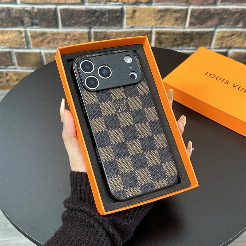 棋盘格适用苹果17promax手机壳17pro皮质17air新款16/15/14潮牌13