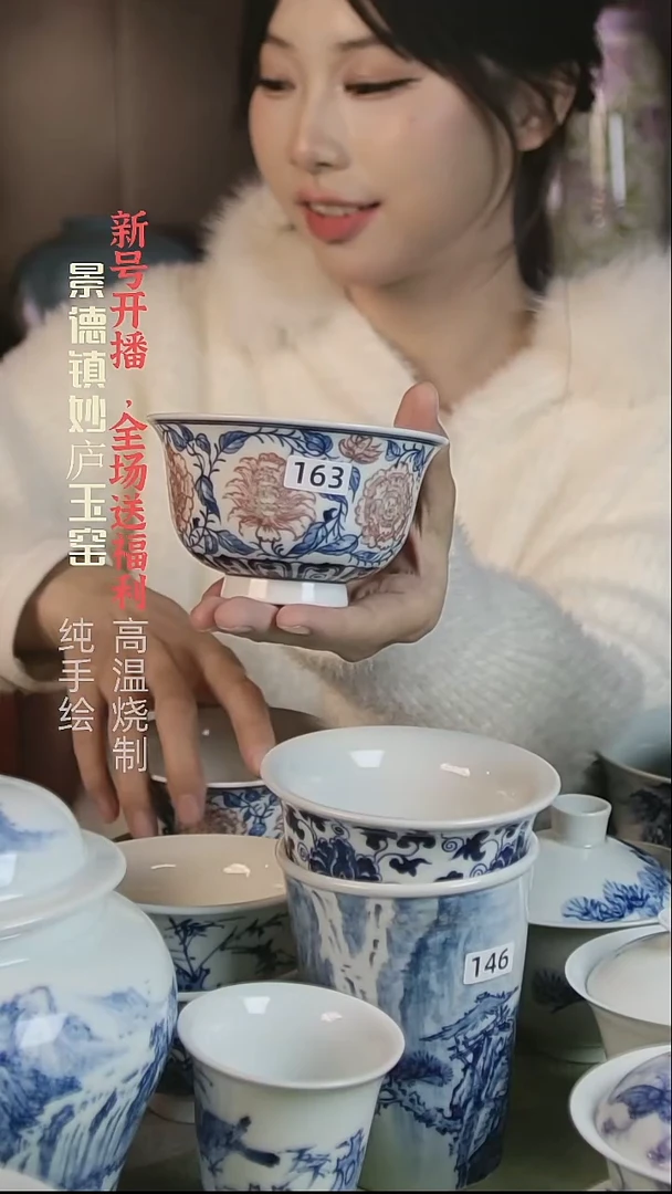 盘妙庐玉窑缠枝莲大碗163微瑕