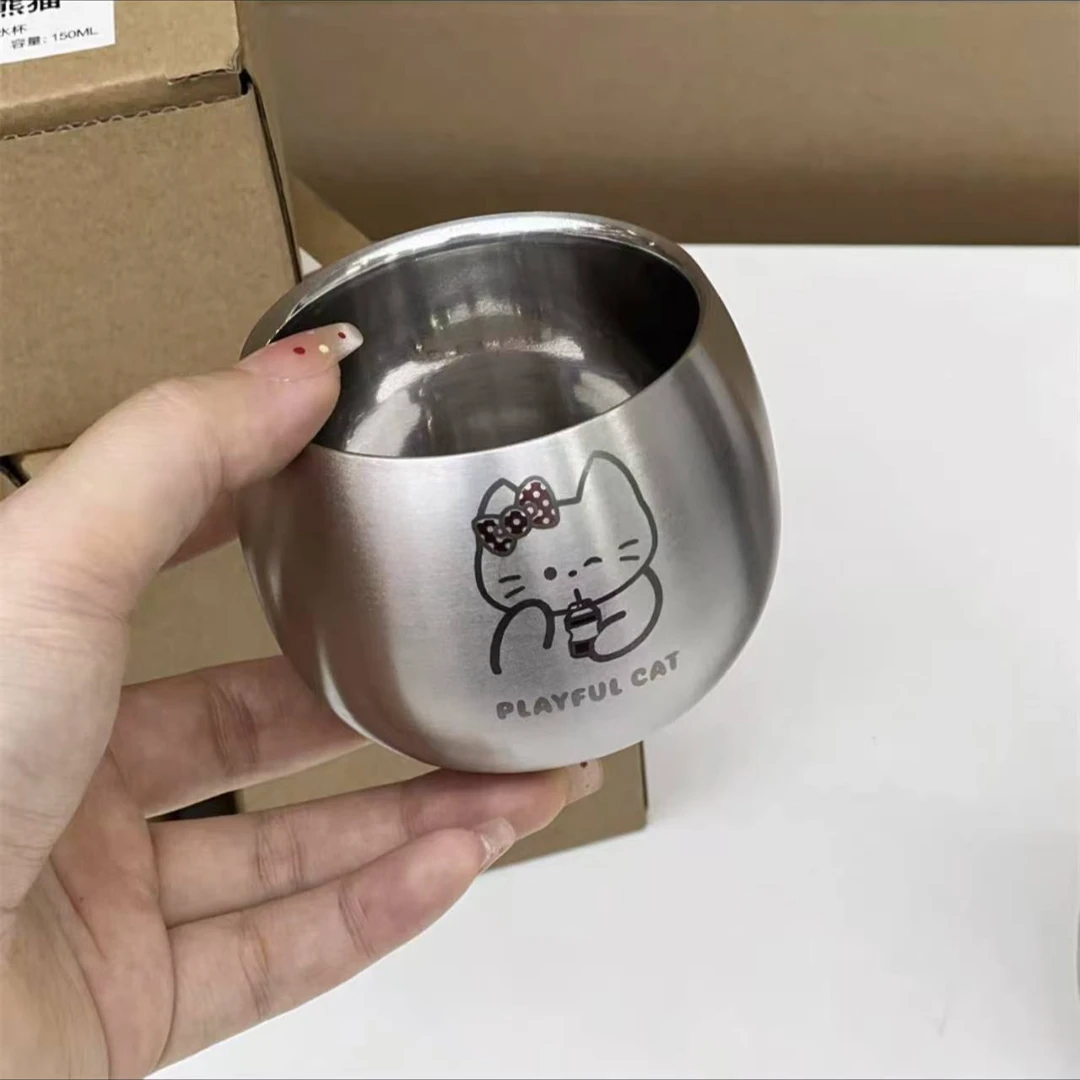 M292 米诺家食品级304不锈钢牛奶杯双304钢双层防烫【kiti猫】