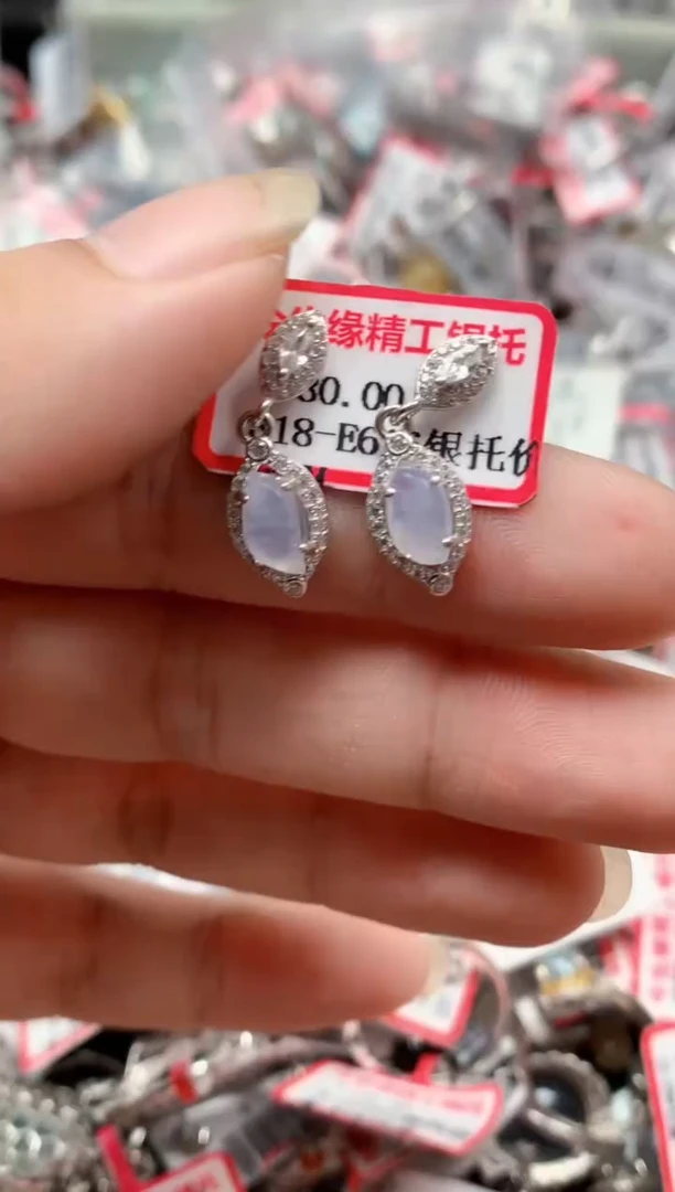银S925镶嵌戒指翡翠天然A货缅甸翡翠