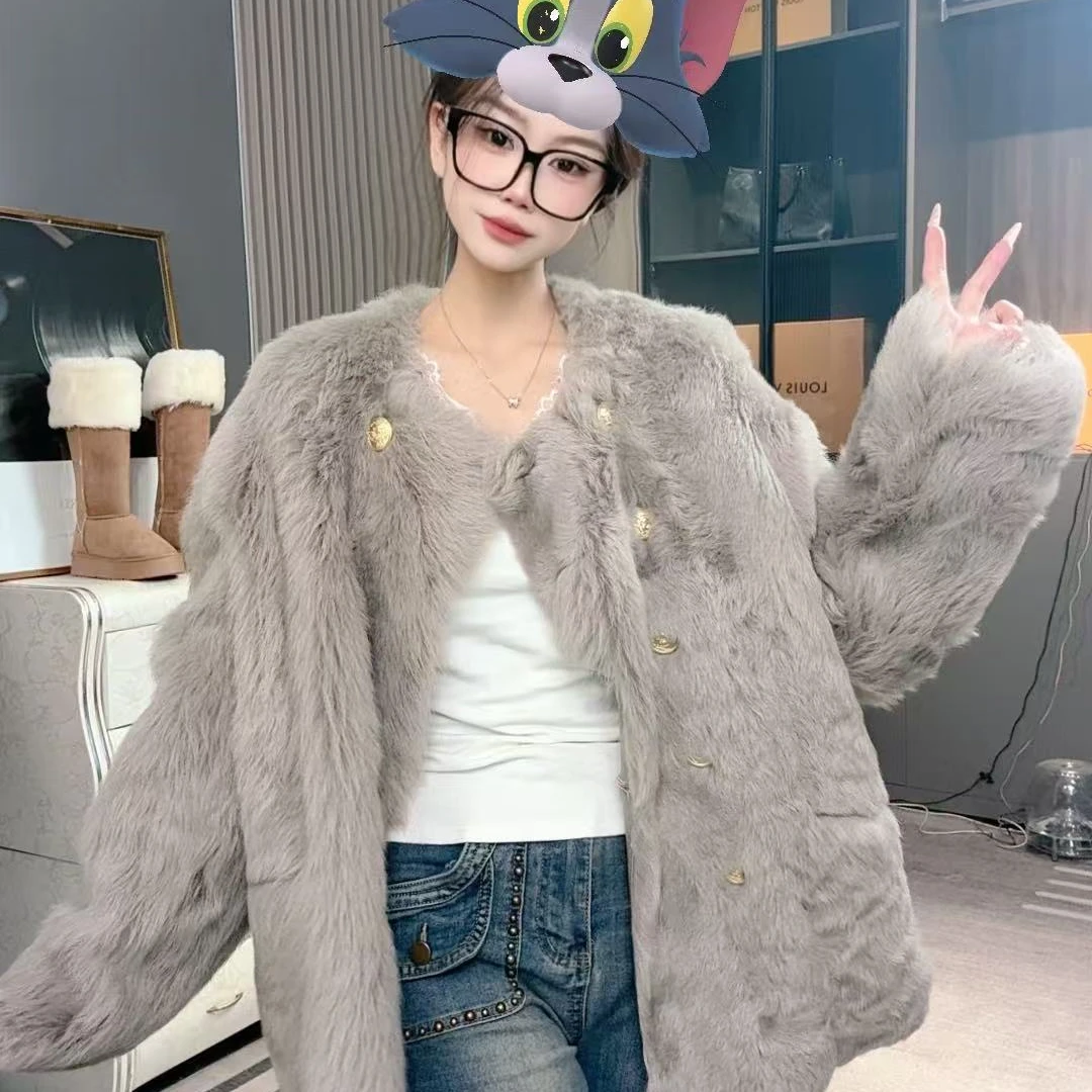 (ZHANG.KeKe）冬季时尚新款休闲气质百搭托斯卡纳皮毛一体外套2822