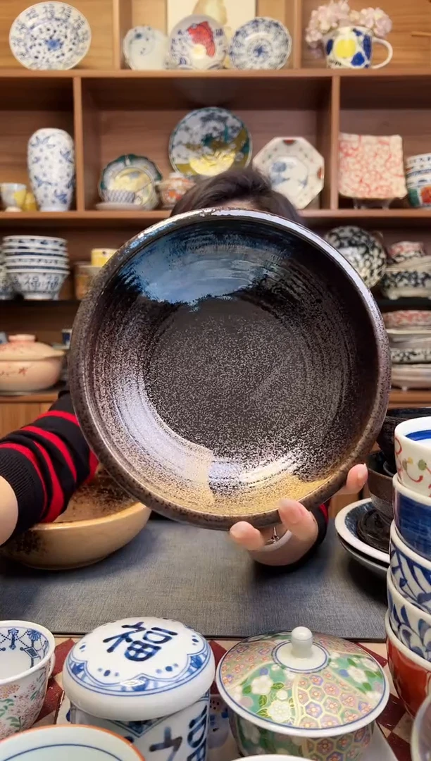 瓷片新錦括り手6.5深鉢