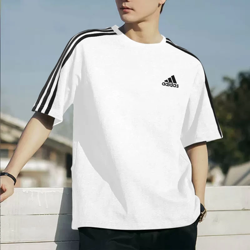 阿迪达斯官方短袖男新款跑步训练运动T恤休闲白色透气半袖 IC9336