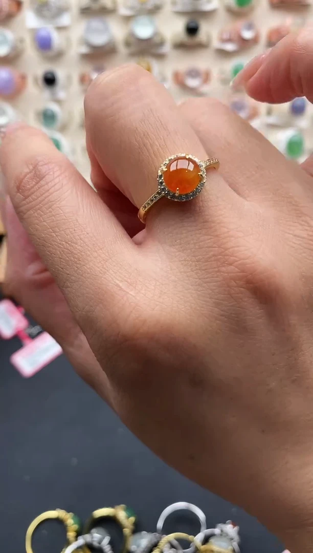 银S925镶嵌戒指翡翠缅甸天然A货翡翠111 7-3