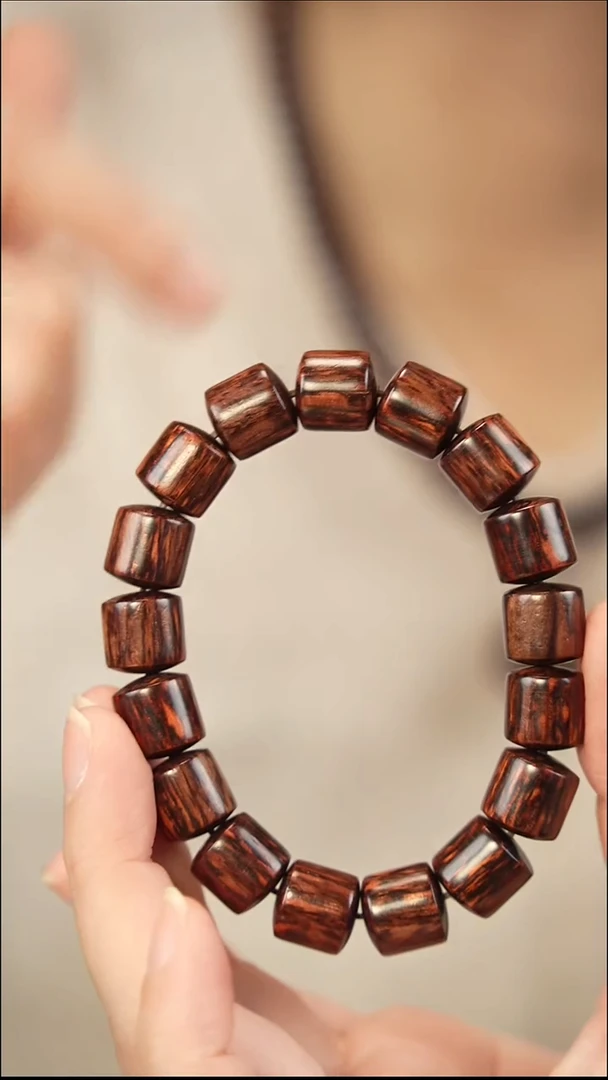 降真香手串/手链红降1.2单圈桶珠-398瑕疵