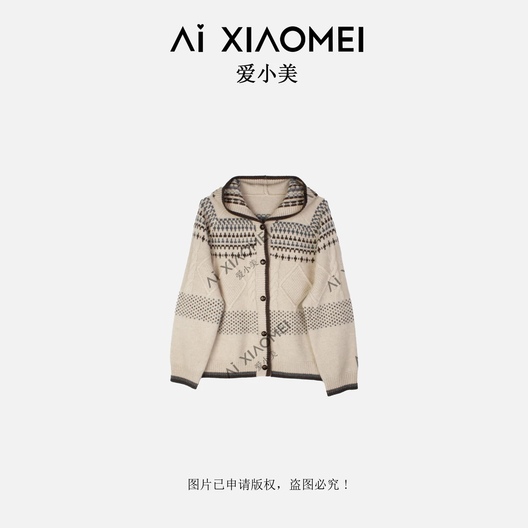 复古软糯休闲百搭T级100山羊绒连帽开衫YR08-1715