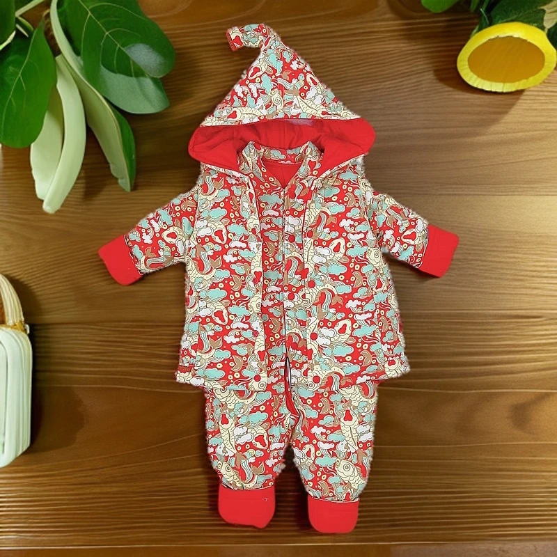 薄棉卡通动漫秋冬卡通风单排扣女童薄款套装冬