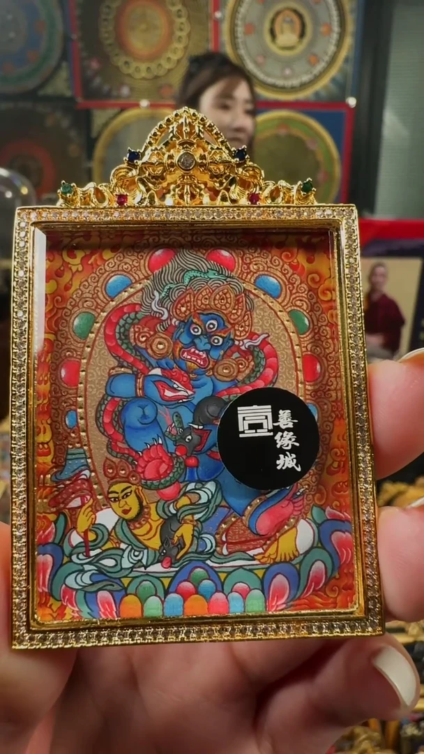 吊坠壹善缘城手绘唐卡黑C