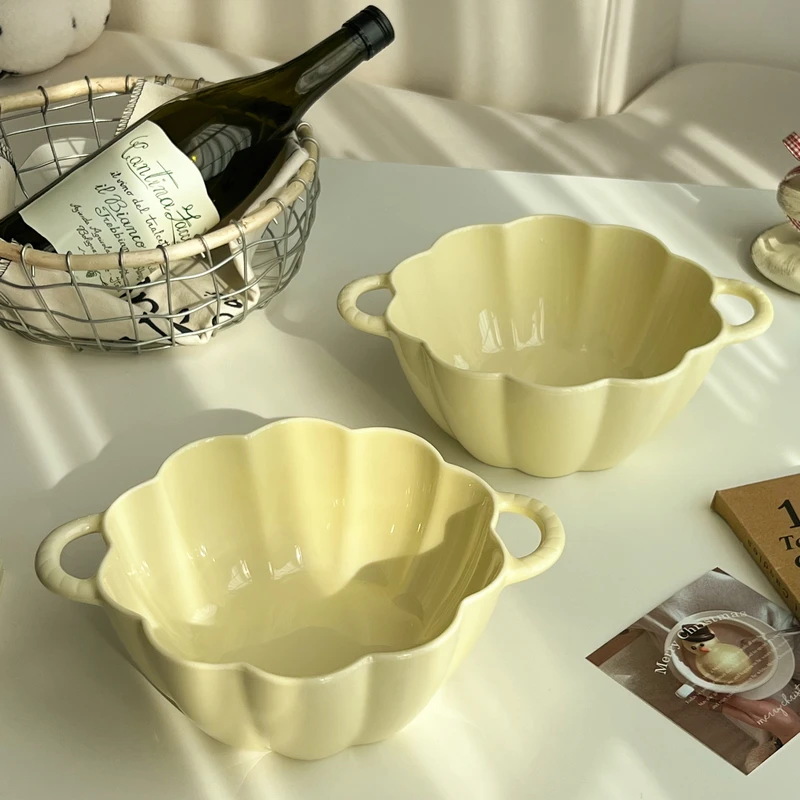 【大汤碗】奶油风螺蛳粉碗家用面碗勺陶瓷餐具组合大容量大碗汤碗