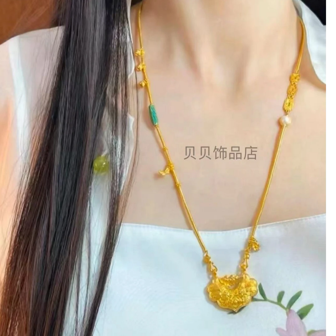 铜合金项链 锦鲤平安锁项链 | 轻奢气质手工 | 时尚百搭潮流