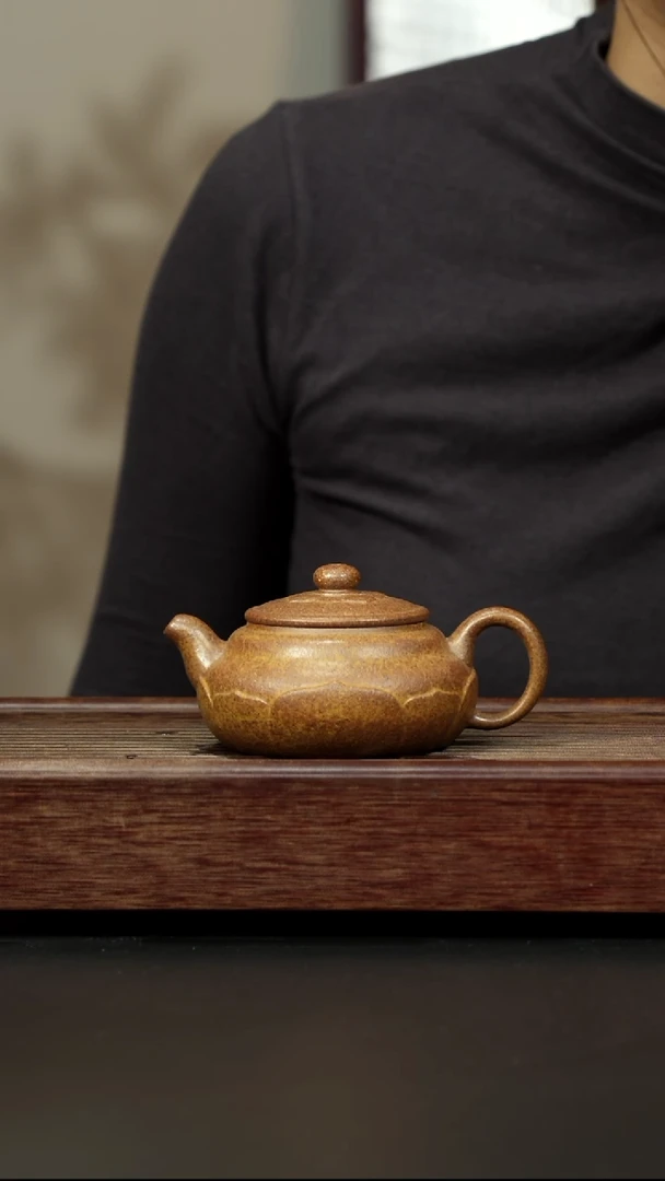 紫砂茶壶黄金段柴烧 禅莲