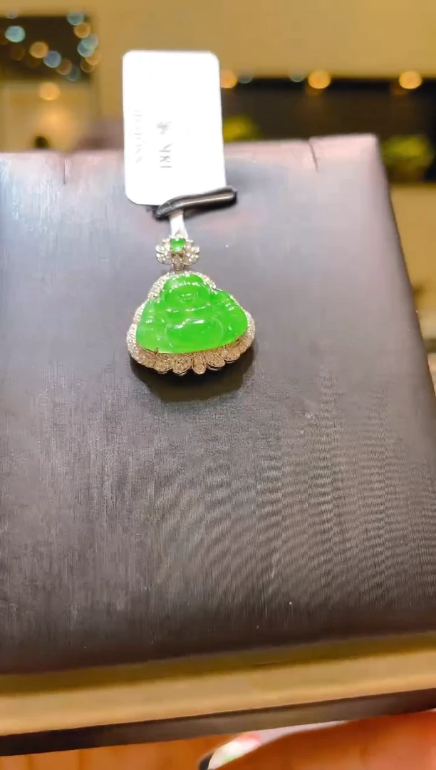 翡翠18K金镶嵌吊坠(不含链)A45