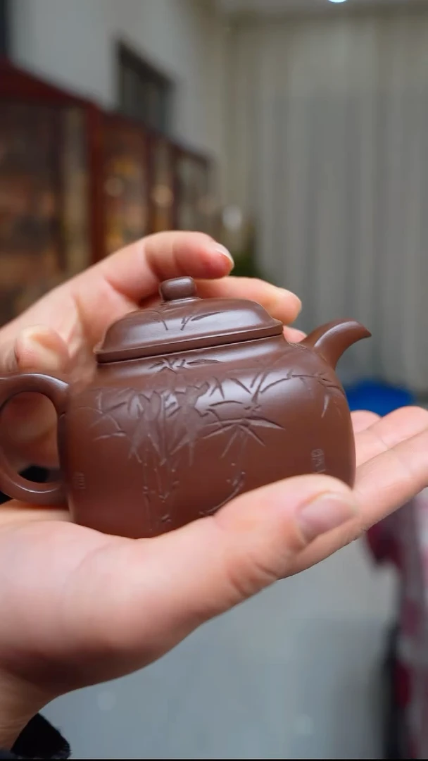 茶壶紫砂老紫泥 四方