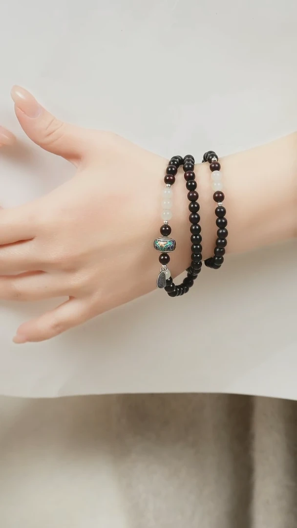 手串檀香紫檀（小叶紫檀）未镶嵌三圈小叶紫檀