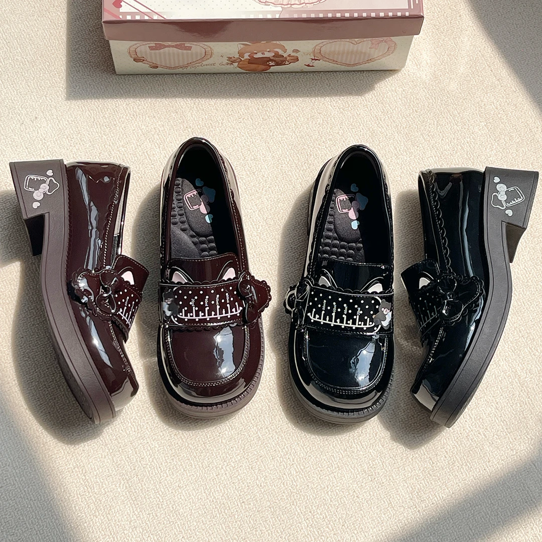 【小奶瓶】榛果小熊原创百搭可爱学生制服JK鞋低跟圆头lolita鞋