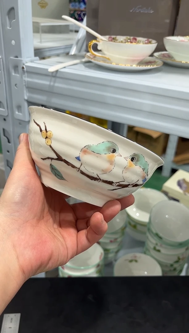 杯子骨瓷王*亿（简装）6寸小鸟拉面碗一个