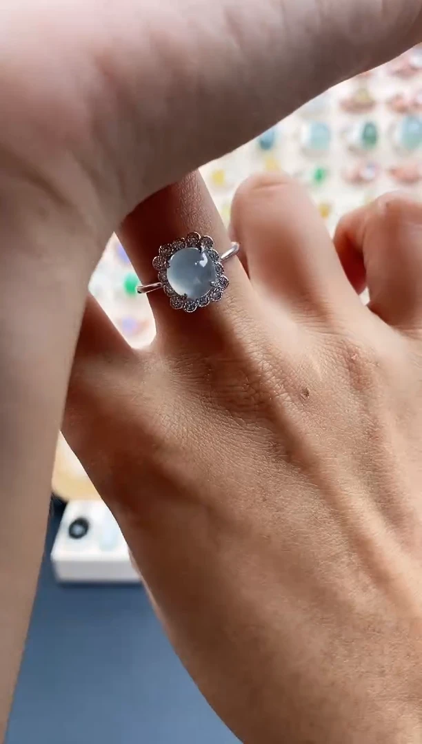 【闪购商品】翡翠颈饰银S925镶嵌缅甸天然A货翡翠555  6+1