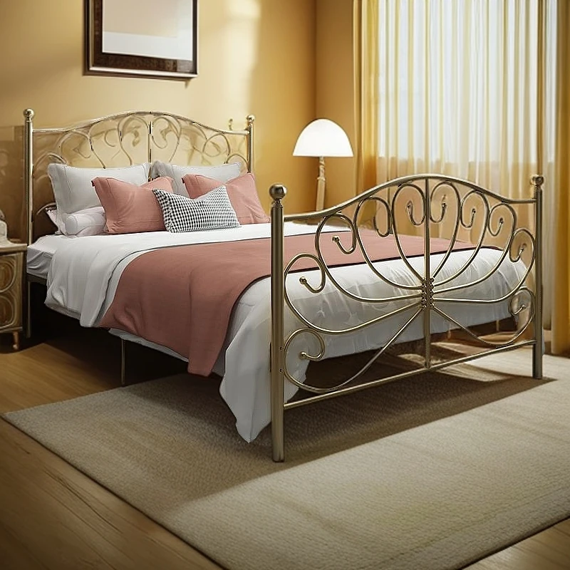 网红ins北欧风加厚铁艺床现代简约公主床单人双人床1.5米极简家具