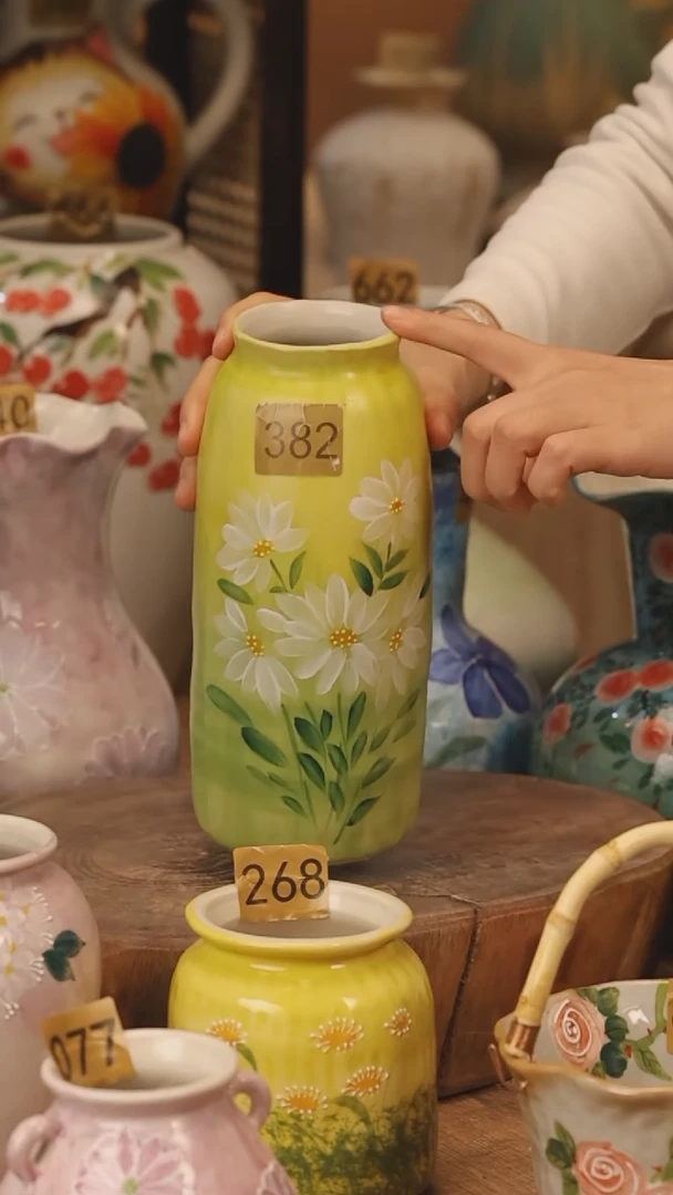 陶瓷景德镇设计师手作花器摆件侘寂风@M382@