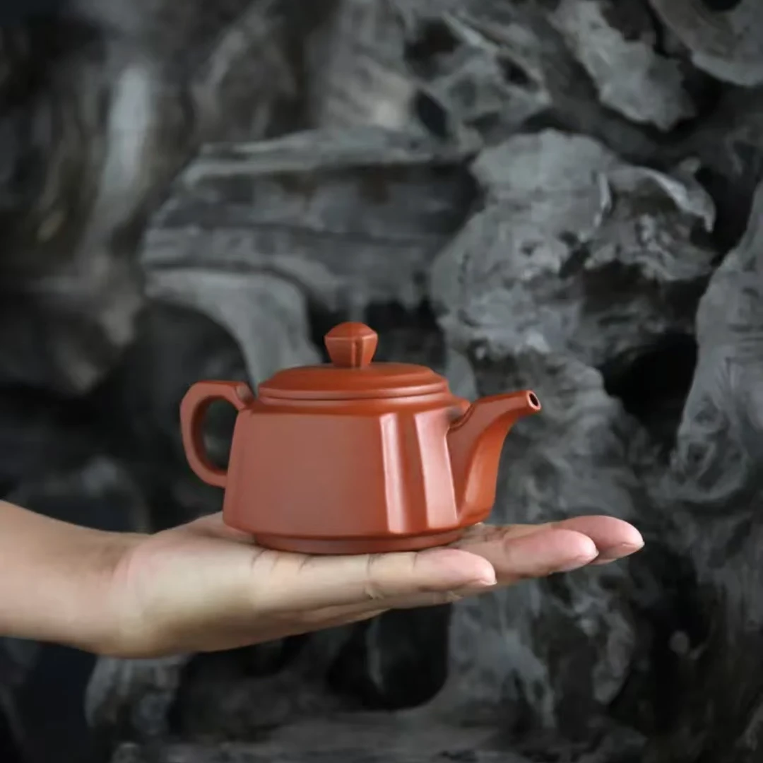 朱泥大红袍四方素壶原矿紫砂壶功夫茶壶（不带礼盒）