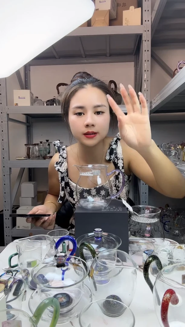 手工艺品玻璃金****人 禾器 观禄煮茶器 浅紫色