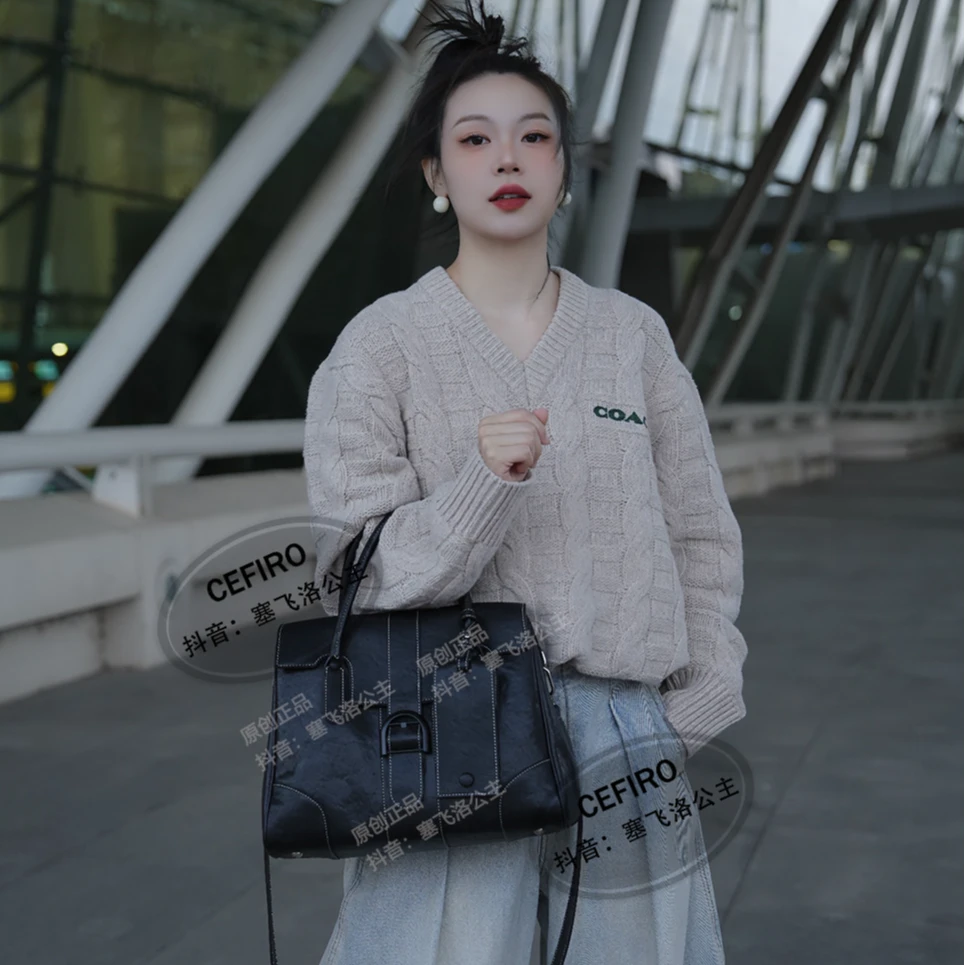 【塞飞洛】秋冬气质时尚植鞣牛皮女士手拎斜跨包包 WGG-1WB875