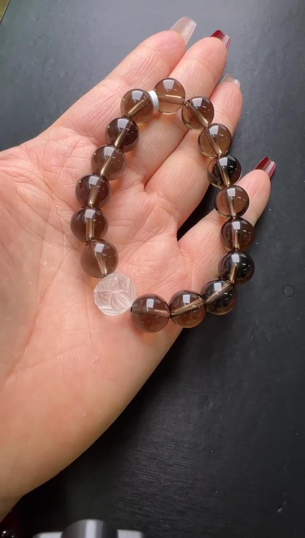 【闪购商品】水晶手串未镶嵌茶水晶莲花款手串Z10369
