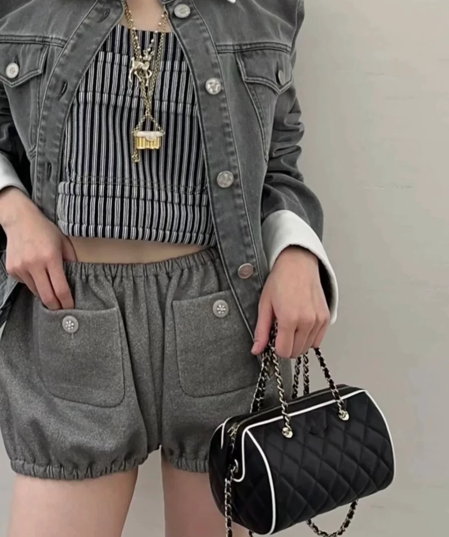 「长芯」25P灰色花苞小短裤 YZ24K01118