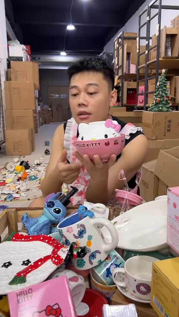 瓷片B款原盒kt猫带盖泡面碗