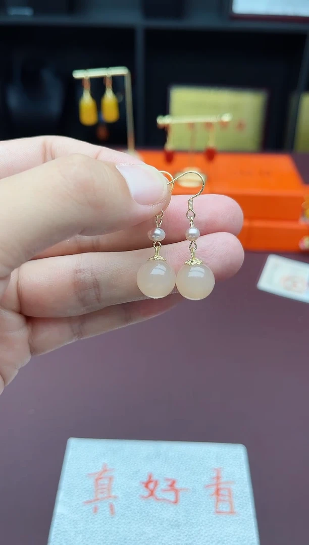 玛瑙/玉髓耳饰银S925镶嵌218000