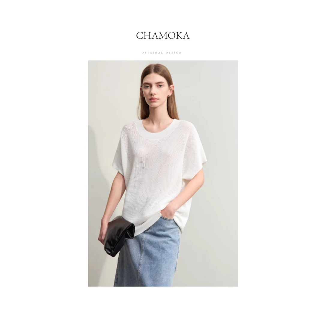 【年中大促】夏莫卡夏季精致静奢风精致优雅显瘦短袖T恤Q085