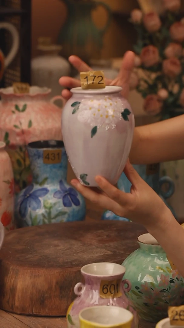 陶瓷172景德镇设计师手作花器摆件侘寂风