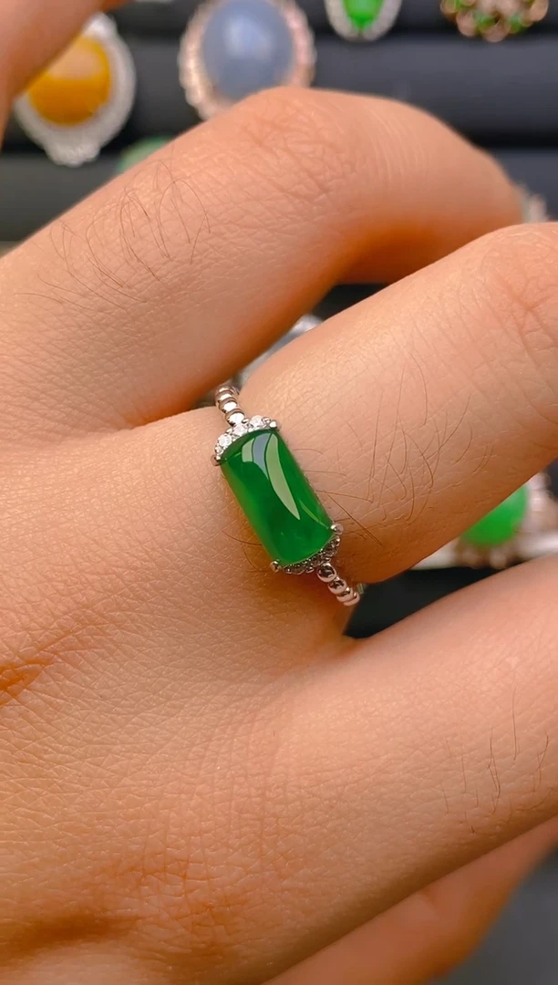 【闪购商品】翡翠戒指银S925镶嵌天然A货翡翠1