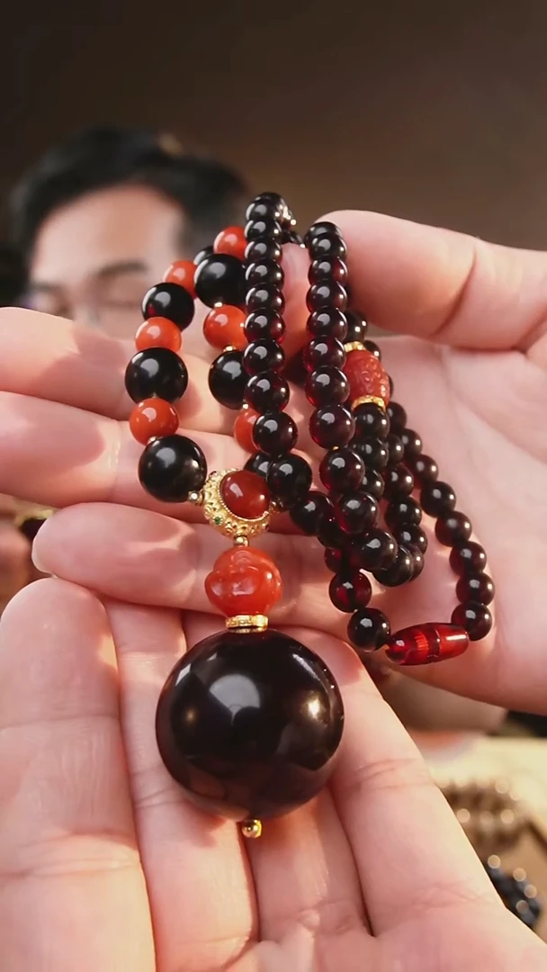 裸石琥珀未镶嵌翳珀大单珠吊坠毛衣链