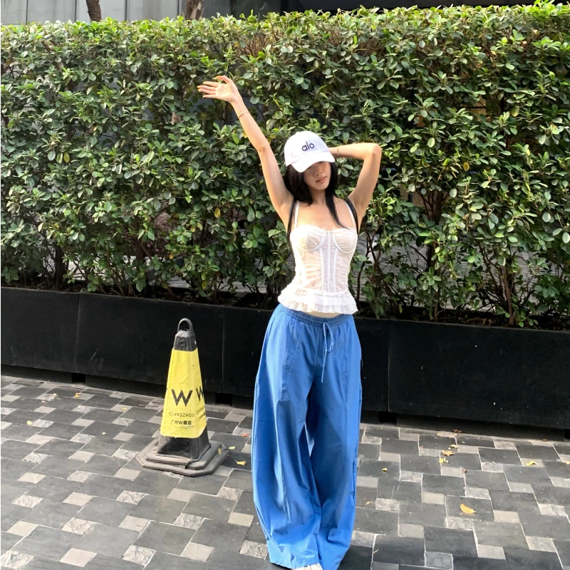 纯欲辣妹透感网纱鱼骨性感背心吊带打底内搭上衣