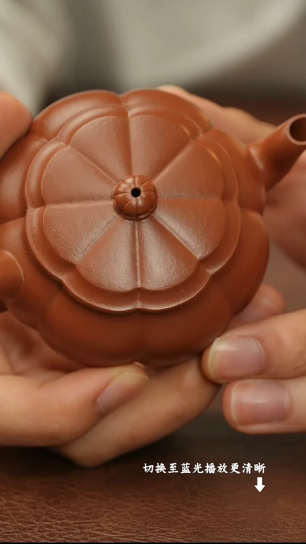 茶壶紫砂多*米张海燕-筋纹宫灯 朱泥-115cc-内推