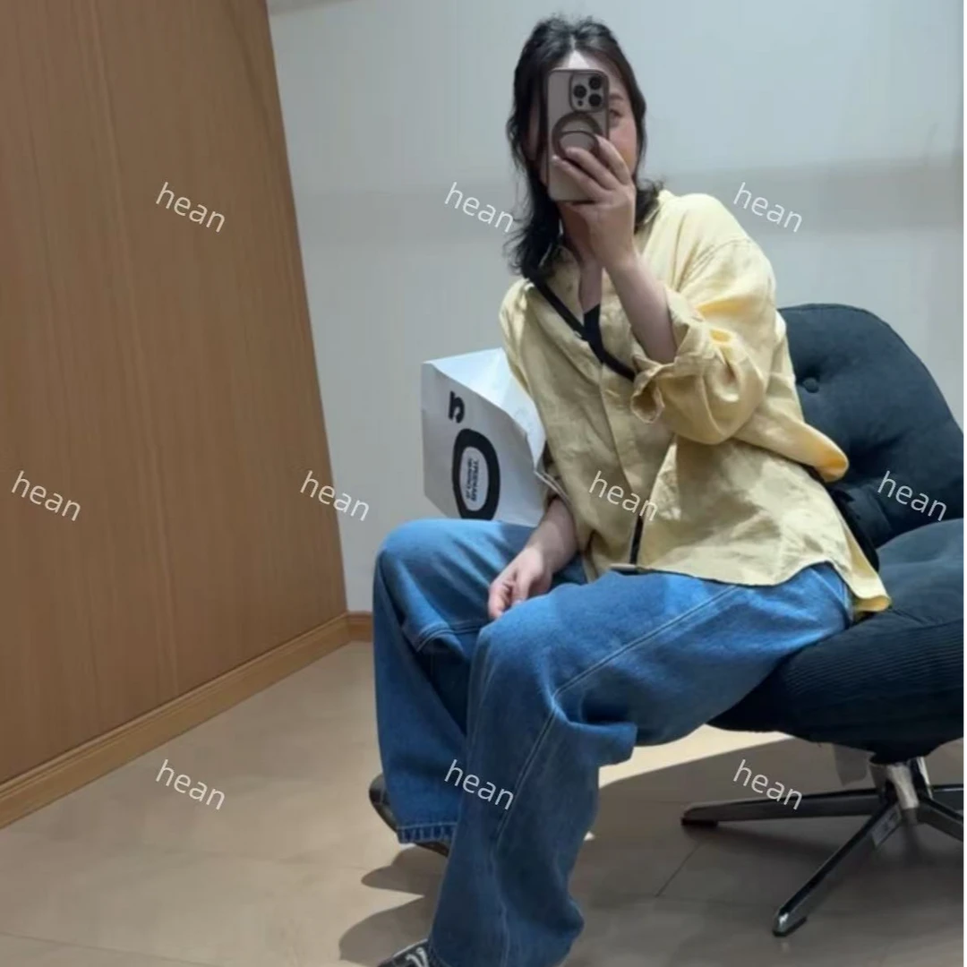 HEAN 亚麻物语 韩系松弛感氛围穿搭欧若风低饱和色调简约百搭衬衣