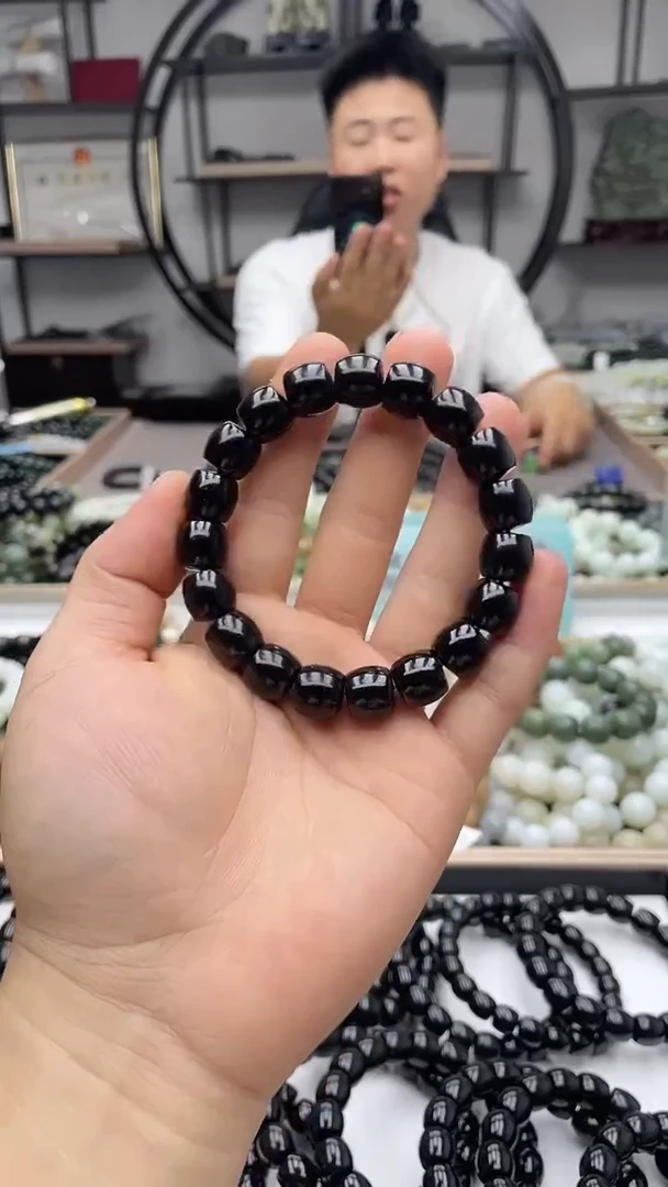 手串未镶嵌和田玉新疆塔县黑青12直切