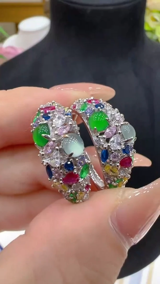 银S925镶嵌翡翠耳饰多样性团购发一件