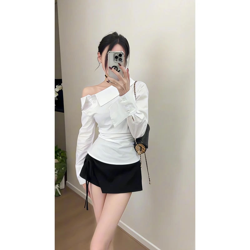 套装女2025早春新款韩系穿搭气质御姐轻熟白色长袖衬衫显瘦半身裙