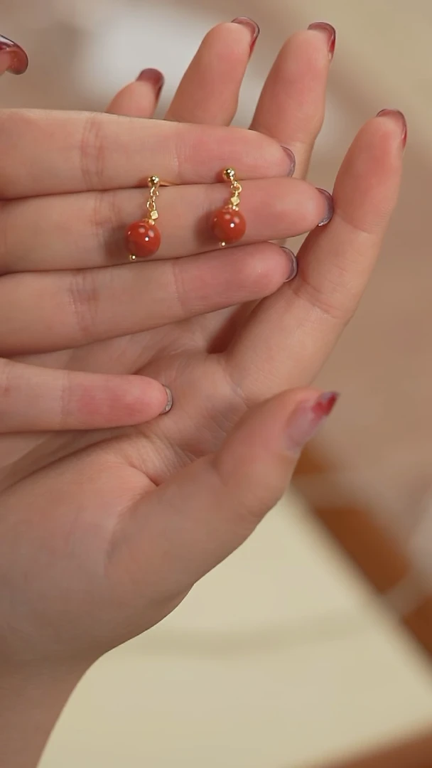 【闪购商品】南红玛瑙耳钉未镶嵌【海边】南红玛瑙 耳钉