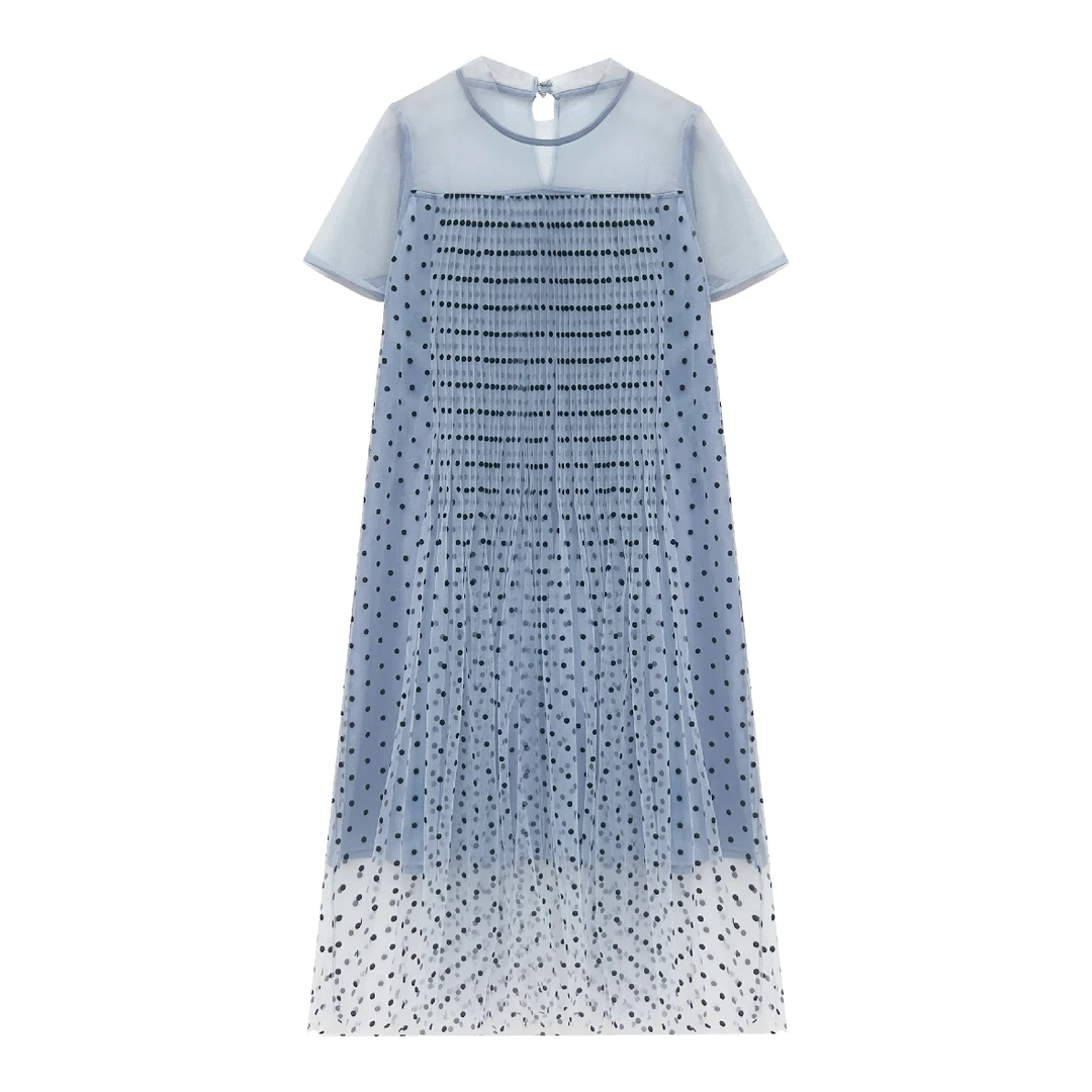 门店36&9！风琴连衣裙」夏日好穿/波点中长款圆领短袖裙子女 C22100