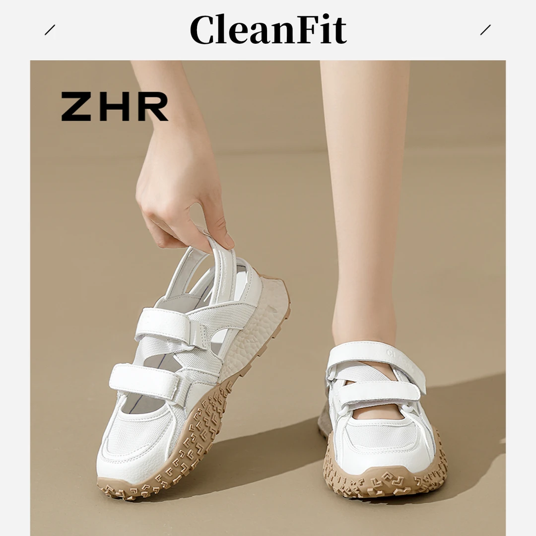 ZHR镂空老爹鞋夏季网面老爹鞋女厚底增高魔术贴鞋子女ins潮牌百搭