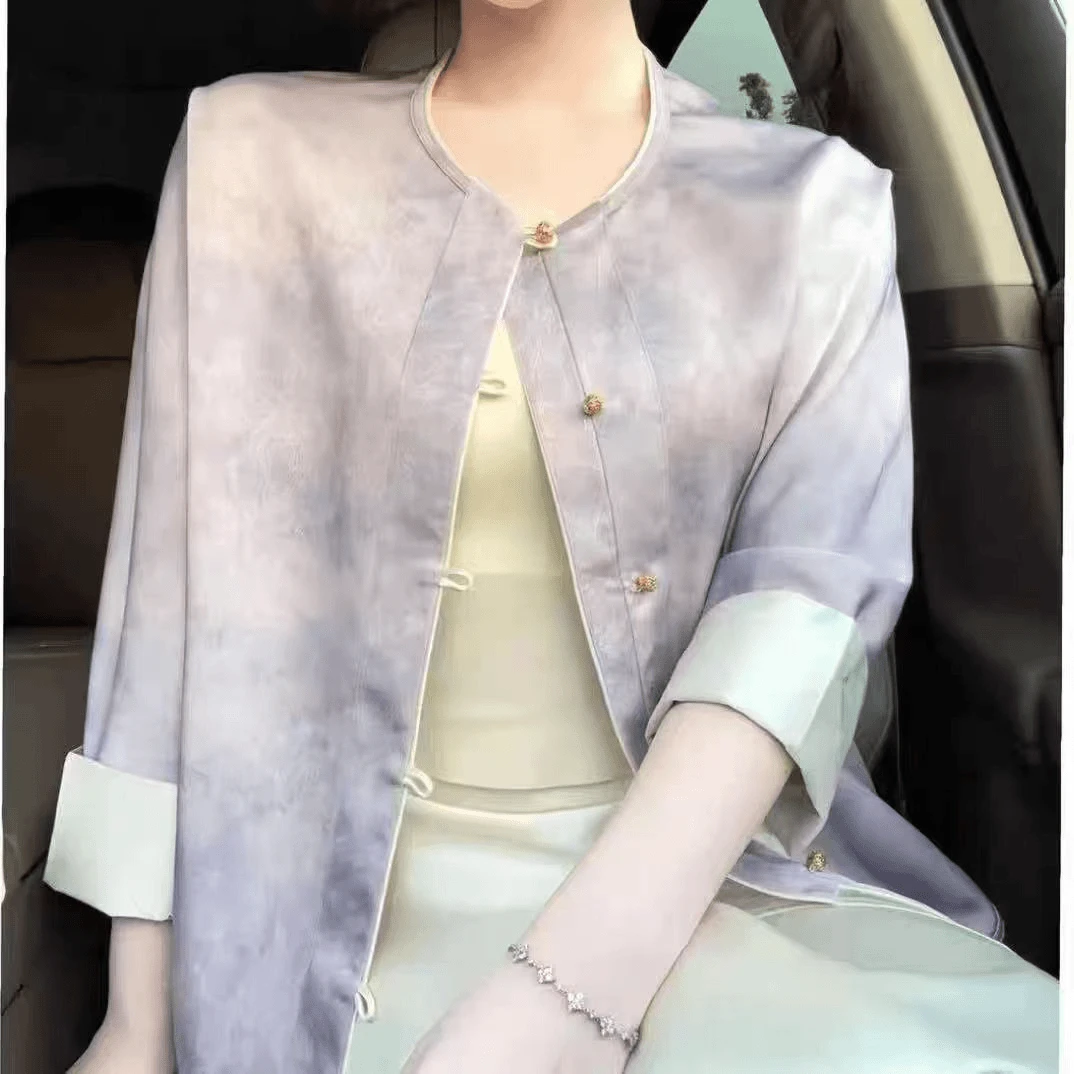 【紫洛薰】双面穿新中式防百搭晒外套显白上衣气质盘扣女装长袖宽松