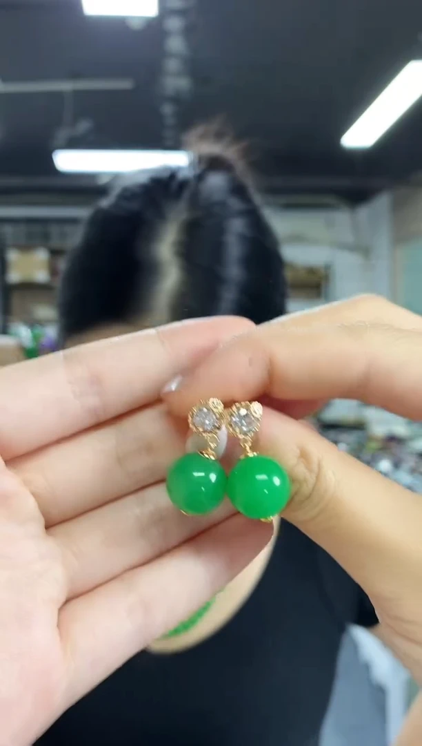 银S925镶嵌翡翠耳饰闪购链接  多样性发其一颜色微差