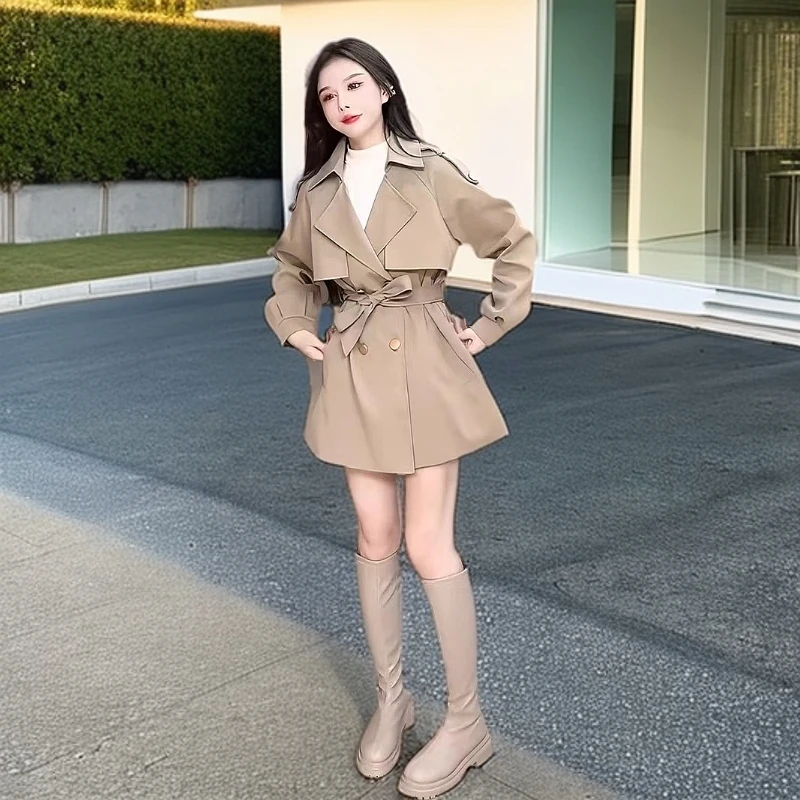 气质双排扣束腰风衣，优雅出行必备A9910