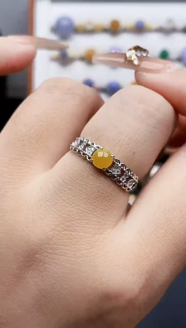 银S925镶嵌戒指翡翠1020