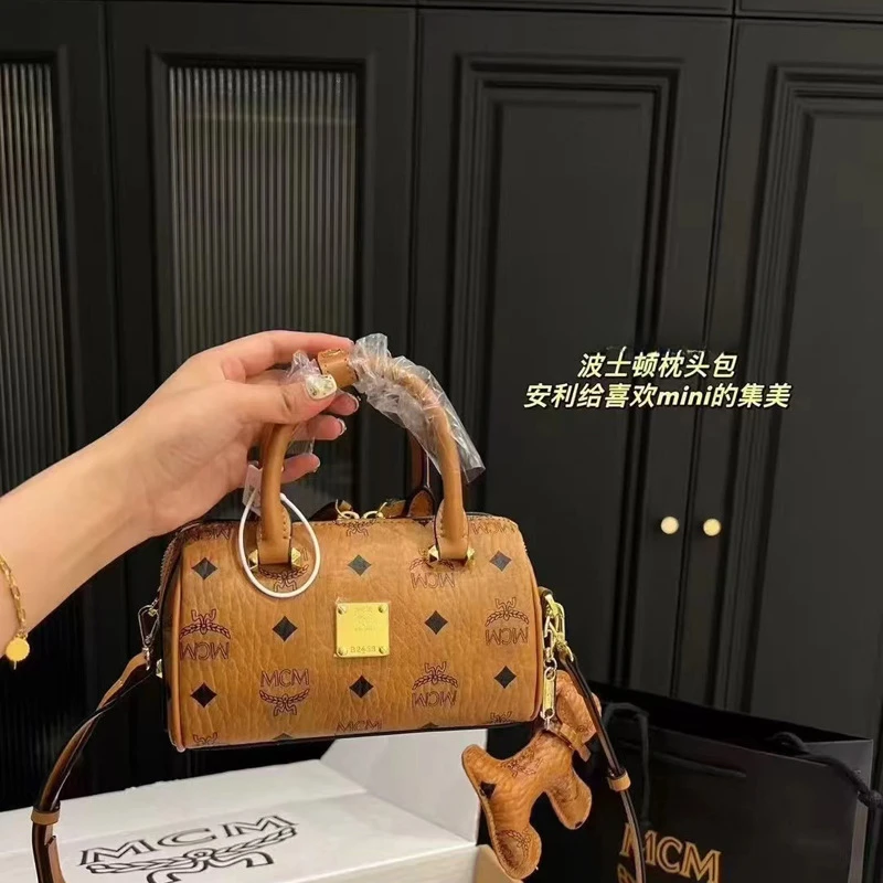 新款MC经典女士迷你印花波士顿包通勤包复古手提单肩斜挎包枕头包